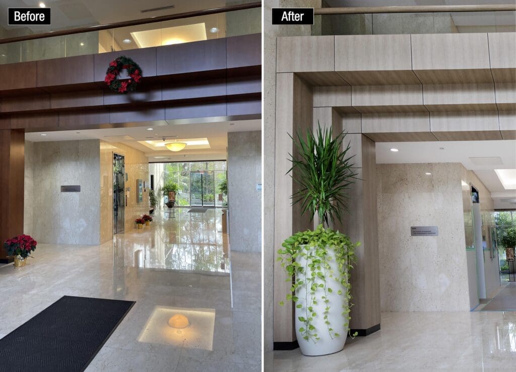 Radice Corporate Center Before and after Lobby Renovation